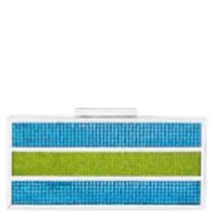 NEW NINA women's ziona colorblock crystal minaudiere clutch in cielo/limelight